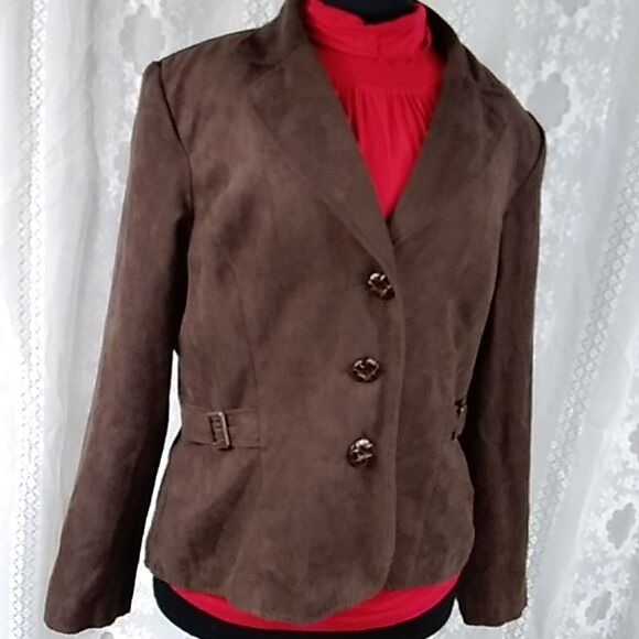 STUDIO I WOMEN'S JACKET BLAZER BROWN SIZE 14 - Picture 2 of 12